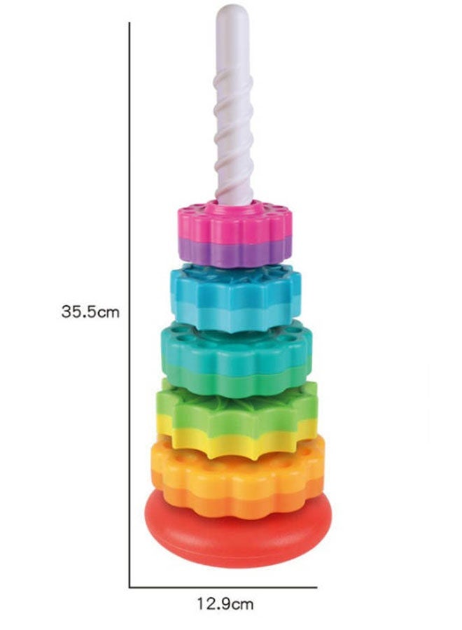 Halamodo Baby Spinning Stacking Toys for Toddlers | Early Learning Geometric Stacking Toy for Infants | Automatic Rotation Stacking Rings Toy | Baby Attention Training and Sensory Development Gift | Rainbow Ring Stacker Montessori Toys for 1 2 3 Year Old Girl Boy - Image 5